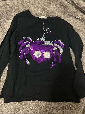 3/$20 H&M Black Long-Sleeve Tee with Purple and Iridescent Sequin Crab